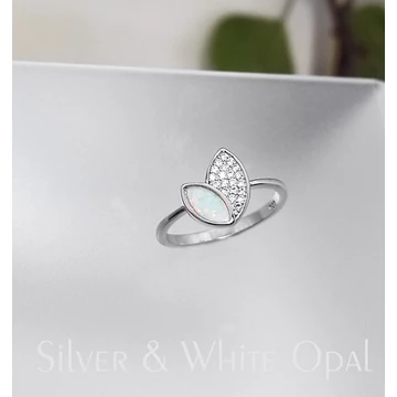 Luca fehér opál és ezüst gyűrű 55