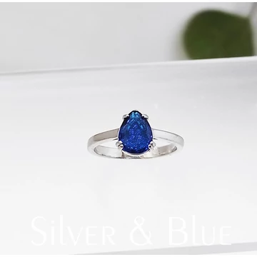 Ezüst kék csepp Véda gyűrű 57
