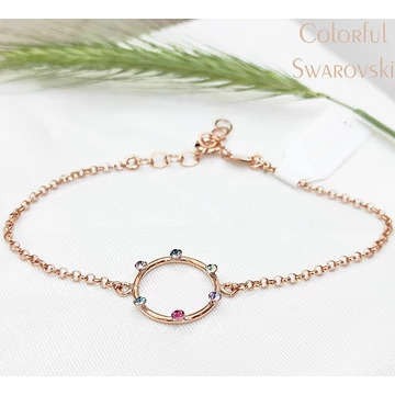 Gabriella swarovski és rozé kör karkötő