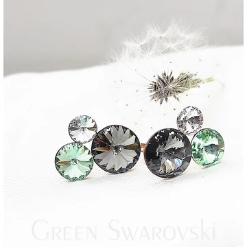 Helena zöld és fehér swarovski fülbevaló