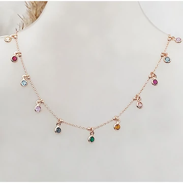 Angella rozéarany és színes swarovski nyaklánc