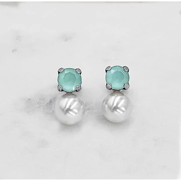 Caterina gyöngy és zöld swarovski fülbevaló