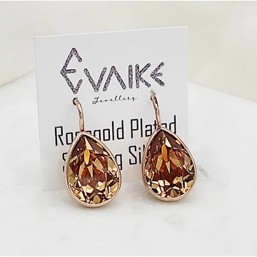 Serena karamell swarovski és rozéarany fülbevaló