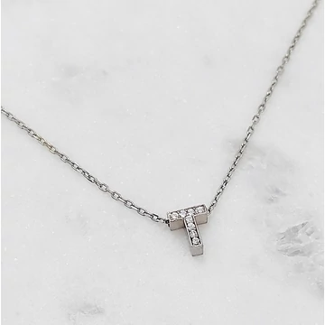 Ezüst betűnyaklánc T