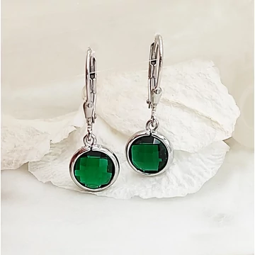 Tímea ezüst és smaragdzöld swarovski fülbevaló