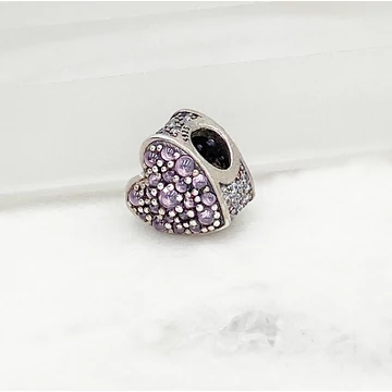 Dirty pink szív ezüst charm