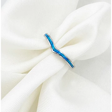 Lefka ezüst és kék opál gyűrű 52