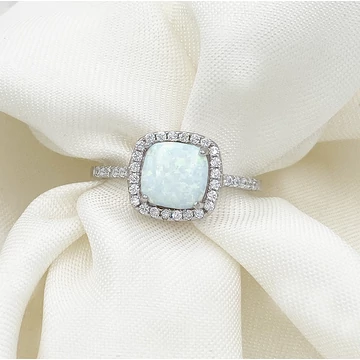 Loretta fehér opál és ezüst gyűrű 52