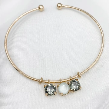 Genevra olive swarovski és rozéarany karkötő
