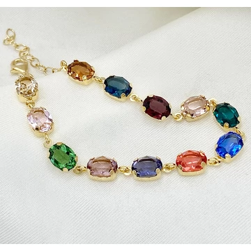 Merletto színes swarovski és aranyozott karkötő