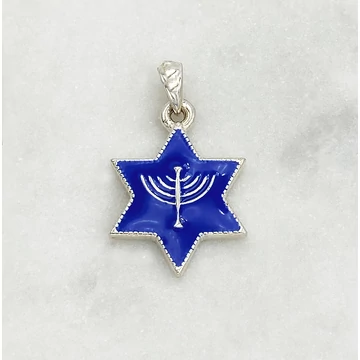 Ezüst és zománc menóra medál