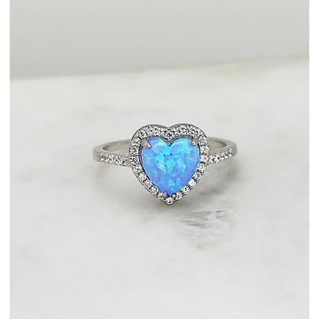 Kék opál és ezüst szív Mia gyűrű  