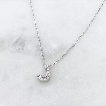 Ezüst betűnyaklánc J