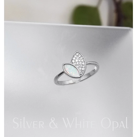 Luca fehér opál és ezüst gyűrű 55