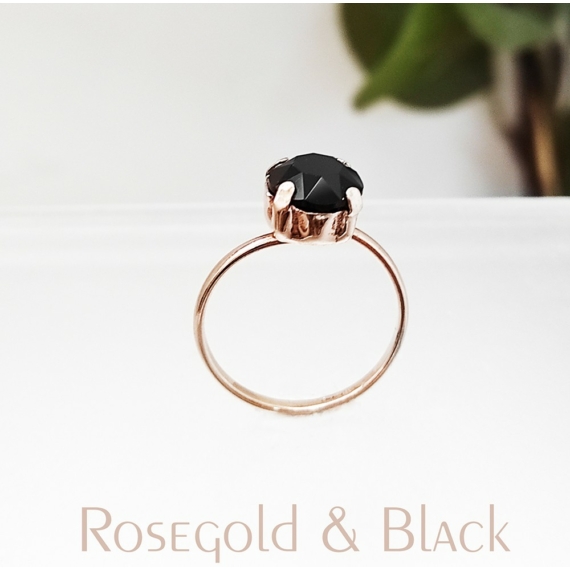 Rozéarany és fekete Goldi gyűrű állítható