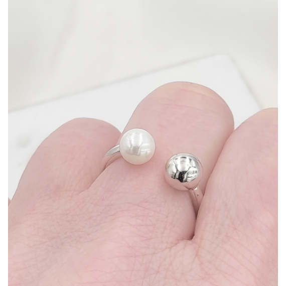 Alonza ezüst és gyöngy gyűrű állítható
