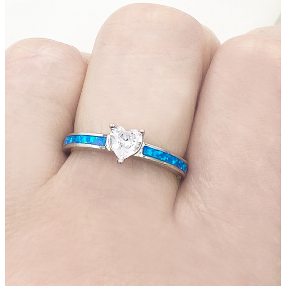 Katerini ezüst és kék opál gyűrű 55