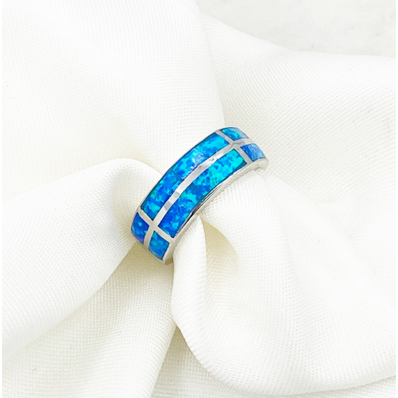 Hania ezüst és kék opál gyűrű 52