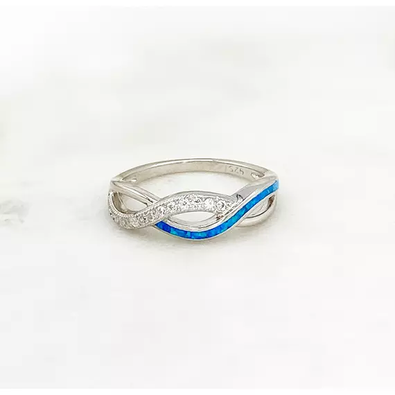 Lamia ezüst és kék opál gyűrű 51