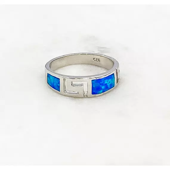 Petani ezüst és kék opál gyűrű 54