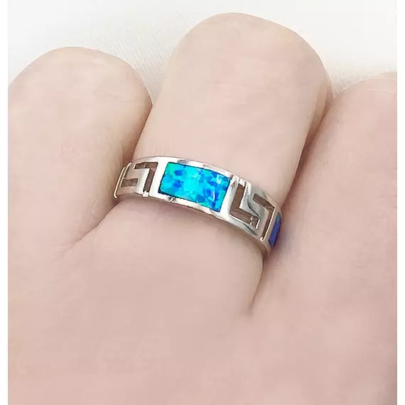 Petani ezüst és kék opál gyűrű 54