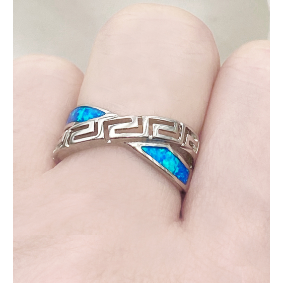 Sifnos ezüst és kék opál gyűrű 54
